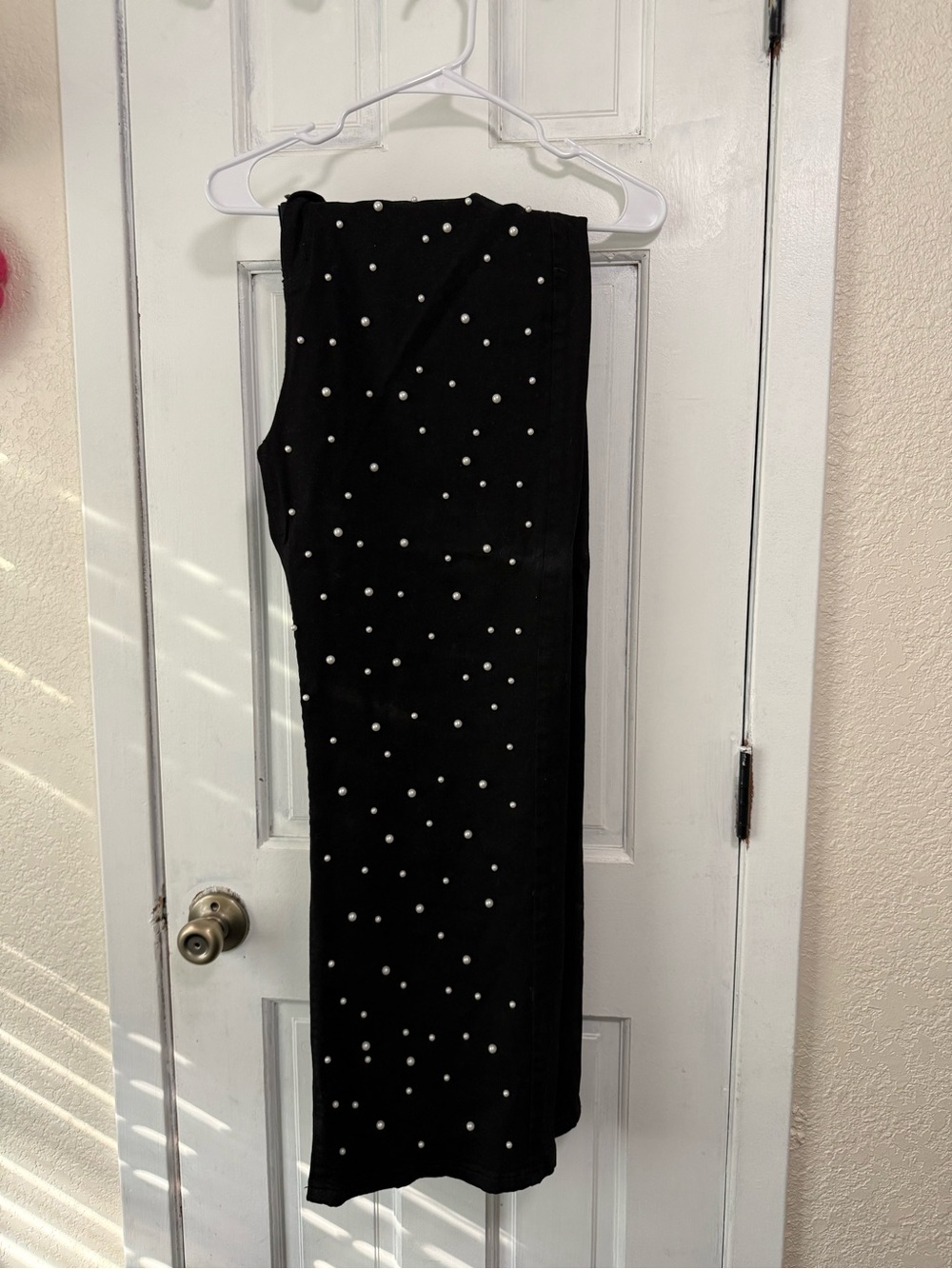 Black Pearl-Studded Jeans